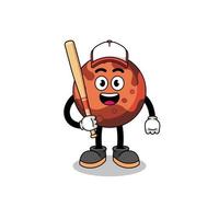 mars planet maskottchen cartoon als baseballspieler vektor