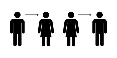 en symbol av ändring kön från manlig till kvinna och från kvinna till manlig. en tecken av sex omplacering kirurgi. vektor illustration isolerat på vit bakgrund