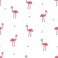 nahtloses muster flamingo kawaii, niedlicher karikaturvogel. Hintergrund, Tapete zum Bedrucken von Bekleidungsverpackungen vektor