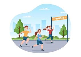 löpning tävlings mall hand dragen tecknad serie platt illustration människor joggning för lång distans springa maraton turnering sport vektor