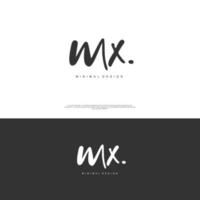 mx första handstil eller handskriven logotyp för identitet. logotyp med signatur och hand dragen stil. vektor