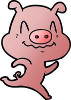 nervöses Cartoon-Schwein vektor