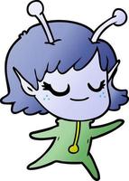 lächelnde Alien-Mädchen-Karikatur vektor