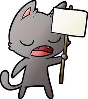Sprechender Katzen-Cartoon mit Plakat vektor