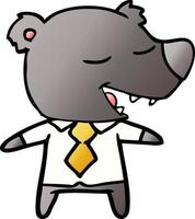 tecknad serie Björn bär skjorta och slips vektor