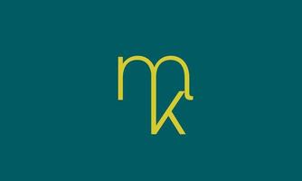 alfabetet bokstäver initialer monogram logotyp mk, km, m och k vektor