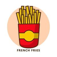 franska frites illustration tecknad serie. mat och dryck logotyp. potatis mellanmål ikon vektor