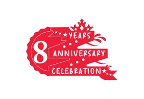 8 år årsdag firande logotyp och klistermärke design vektor