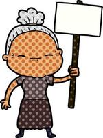 tecknad serie fredlig gammal kvinna vektor