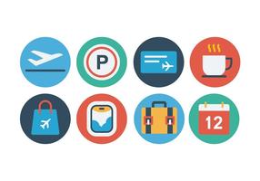 Gratis Flygplats Flat Icon Set vektor