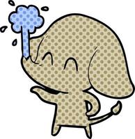 niedlicher cartoon-elefant, der wasser spritzt vektor