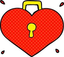 tecknad serie kärlek hjärta med låsa vektor