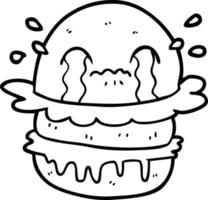 Cartoon weinender Fast-Food-Burger vektor