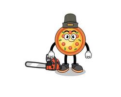 pizza illustration tecknad serie som en skogsarbetare vektor