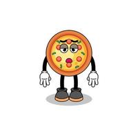 pizza tecknad serie med Trötthet gest vektor