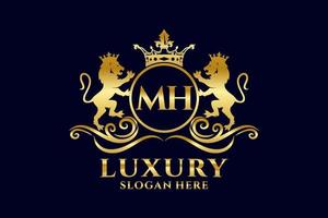 Anfangsbuchstabe mh lion royal Luxus-Logo-Vorlage in Vektorgrafiken für luxuriöse Branding-Projekte und andere Vektorillustrationen. vektor
