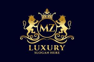 Initial mz Letter Lion Royal Luxury Logo Vorlage in Vektorgrafiken für luxuriöse Branding-Projekte und andere Vektorillustrationen. vektor