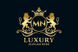 Initial mn Letter Lion Royal Luxury Logo Vorlage in Vektorgrafiken für luxuriöse Branding-Projekte und andere Vektorillustrationen. vektor