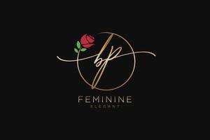 första bp feminin logotyp skönhet monogram och elegant logotyp design, handstil logotyp av första signatur, bröllop, mode, blommig och botanisk med kreativ mall. vektor