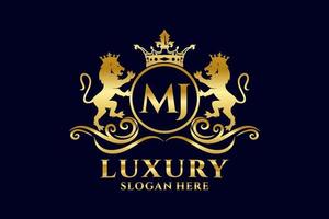 Initial mj Letter Lion Royal Luxury Logo Vorlage in Vektorgrafiken für luxuriöse Branding-Projekte und andere Vektorillustrationen. vektor