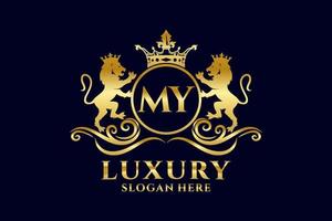 initial my letter lion royal luxus logo vorlage in vektorkunst für luxuriöse branding-projekte und andere vektorillustrationen. vektor