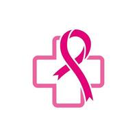 kvinnor bröst cancer logotyp med rosa band vektor