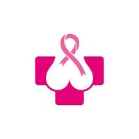 kvinnor bröst cancer logotyp med rosa band vektor