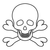 Totenkopf. skizzieren. ein fester Bestandteil des Skeletts. Piratensymbol. Kiefer mit geraden Zähnen. Mulden statt Augen und Nase. Doodle-Stil. Dekoration für Allerheiligen. vektor