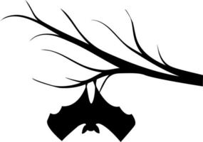fladdermus hängande på en gren. halloween. för din design. på en vit bakgrund. vektor