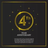 4:e årsdag firande ikon typ logotyp i lyx guld Färg vektor