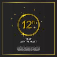 12th årsdag firande ikon typ logotyp i lyx guld Färg vektor