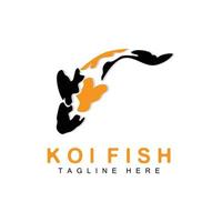 Koi-Fisch-Logo-Design, chinesischer Glücks- und Triumph-Zierfischvektor, Firmenmarke Goldfisch-Symbol vektor