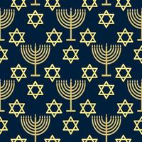 sömlös mönster med guld symboler på blå Färg bakgrund för hanukkah jewish Semester vektor