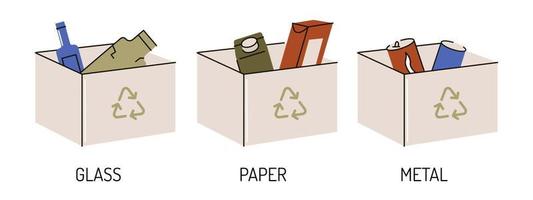 infografik zu abfallsammlung, trennung und recycling vektor