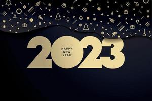 Frohes neues Jahr 2023 Grußkarte. vektorillustration für hintergrund, grußkarte, partyeinladungskarte, website-banner, social-media-banner, marketingmaterial. vektor