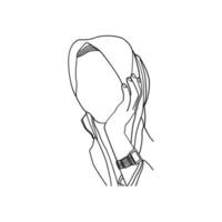 Illustration einer dicken Frau im Linienkunststil vektor