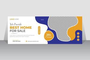 Immobilien-Timeline-Cover-Banner-Template-Design, Satz von elegantem, modernem, abstraktem Haus zum Verkauf, Immobilien-Social-Cover, Banner, Social-Media-Beitrag, Timeline-Cover, Web-Banner, Template-Design vektor