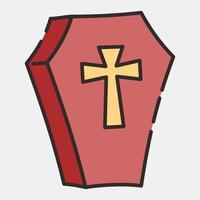 ikon coffin.icon i fylld linje stil. lämplig för grafik, affisch, flygblad, fest dekoration, hälsning kort, etc. vektor