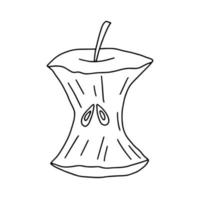 bisschen Apfel-Doodle-Illustration. süße Apfelreste Vektorskizze vektor