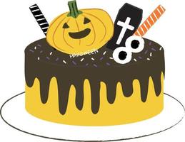 Halloween-Cupcakes. süße Kinder in Kürbis-, Katzen-, Vampir-, Hexenhut-, Fledermaus-, Skelett- und schwarzen Katzenkostümen. vektor