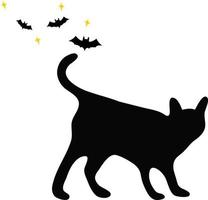 Silhouette der schwarzen Katze auf weißem Hintergrund. Symbol-Vektor-Illustration. Logo, Druck, Halloween. vektor