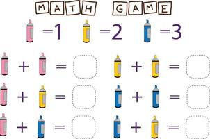 kalkylblad vektor design, uppgift att beräkna svaret och ansluta till rätt nummer. logikspel för barn.