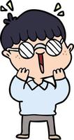 Cartoon glücklicher Junge mit Brille vektor