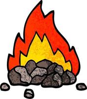 Grunge strukturierte Abbildung Cartoon brennende Kohlen vektor