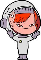 Cartoon-Astronautin vektor