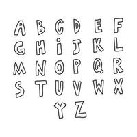doodled svart och vit alfabet vektor