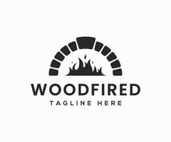 brennholzofen und holzbefeuerte logo-designvorlage vektor
