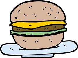 handgezeichneter Cartoon-Burger im Doodle-Stil vektor