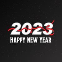 Lycklig ny år 2023 2d text design för flygblad broschyr mall, kort, baner vektor