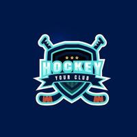 is hockey klubb logotyp, bricka design. begrepp för skjorta eller logotyp, skriva ut, stämpel eller tee. vinter- sport. vektor illustration. hockey mästerskap.
